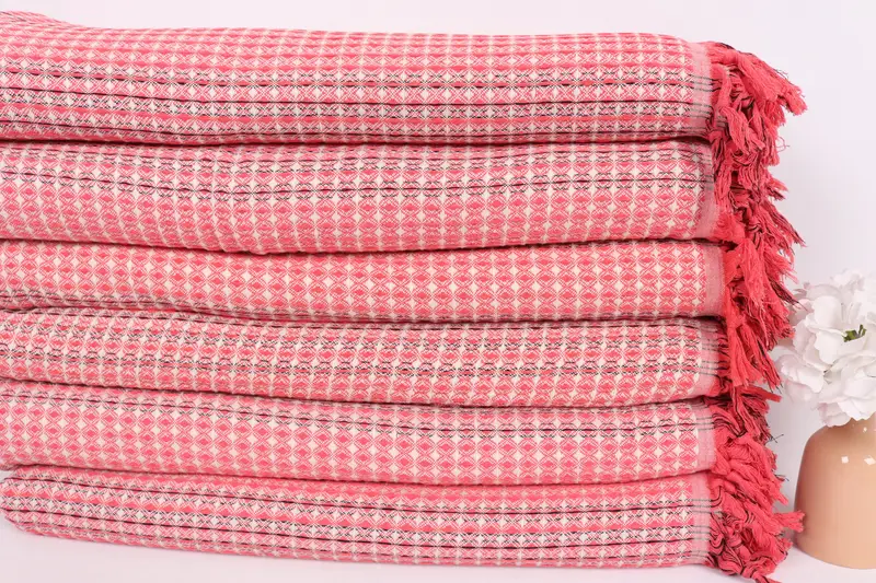96x70 Cotton Striped Towel, Woven Blanket, Personalized Gift, Turkish Bedcover, Monogram Blanket, Decorative Bedspread, Bachelorette Party Favors - 5