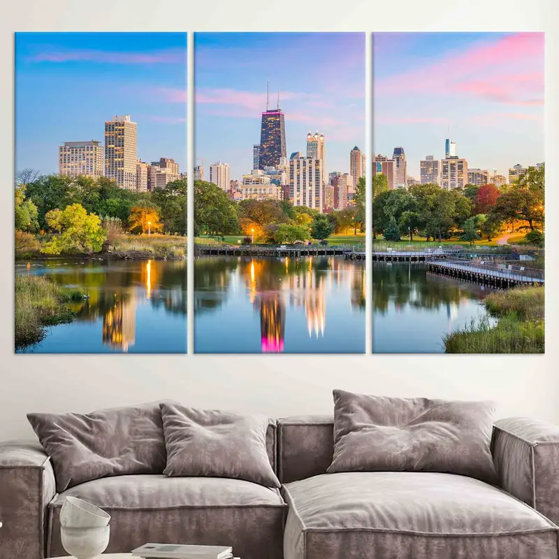 Chicago Wall Art, Landscape Wall Art, Office Wall Decor, Living Room Wall Art, Canvas Wall Art, Home Decor, Large canvas, Cityscape Wall Art - 5