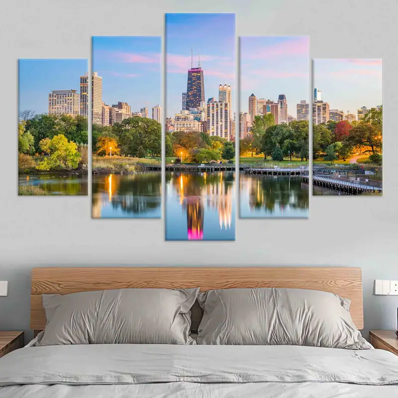 Chicago Wall Art, Landscape Wall Art, Office Wall Decor, Living Room Wall Art, Canvas Wall Art, Home Decor, Large canvas, Cityscape Wall Art - 8
