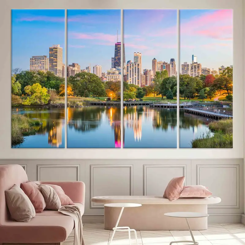 Chicago Wall Art, Landscape Wall Art, Office Wall Decor, Living Room Wall Art, Canvas Wall Art, Home Decor, Large canvas, Cityscape Wall Art - 6