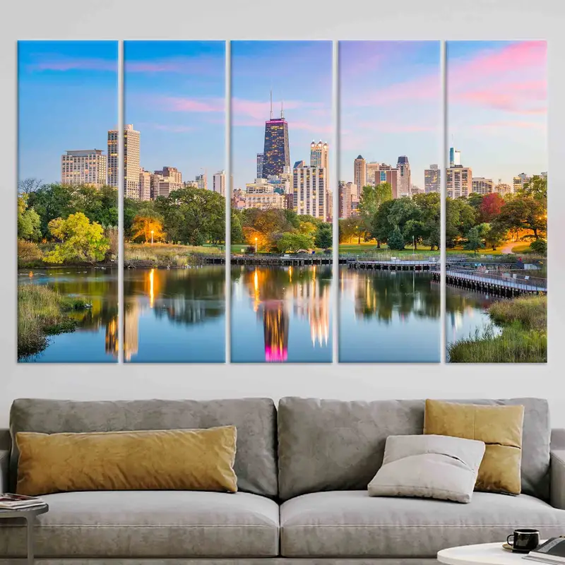 Chicago Wall Art, Landscape Wall Art, Office Wall Decor, Living Room Wall Art, Canvas Wall Art, Home Decor, Large canvas, Cityscape Wall Art - 7