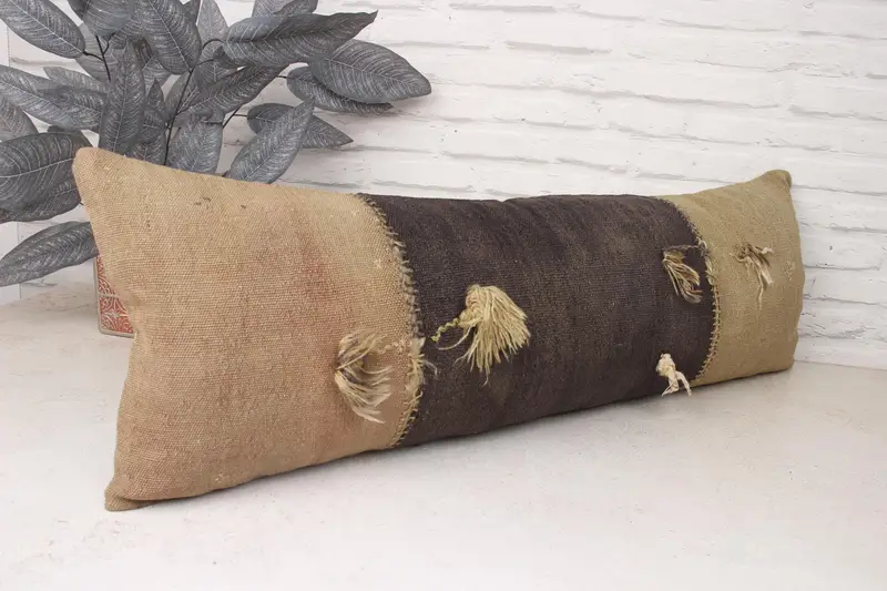 Seat Pillow, 12x36 Brown Pillow Cover, Interior Designer Pillow, Kilim Pillow Cover, Custom Pillow, Cushion Cover, Pillow for Couch - 3
