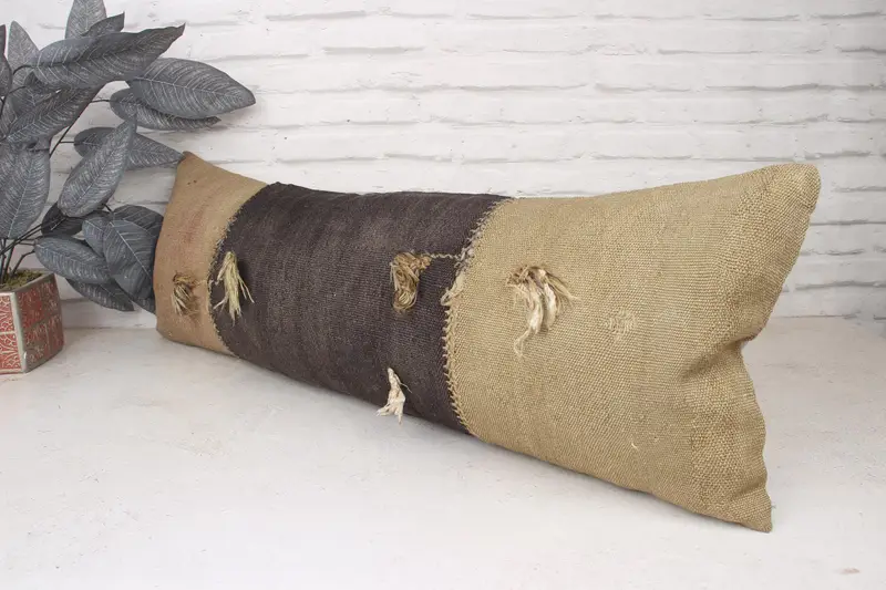 Seat Pillow, 12x36 Brown Pillow Cover, Interior Designer Pillow, Kilim Pillow Cover, Custom Pillow, Cushion Cover, Pillow for Couch - 4