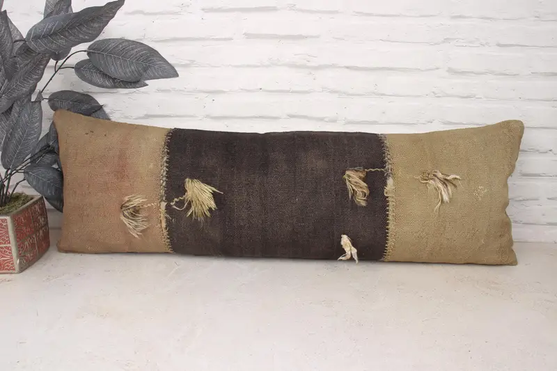 Seat Pillow, 12x36 Brown Pillow Cover, Interior Designer Pillow, Kilim Pillow Cover, Custom Pillow, Cushion Cover, Pillow for Couch - 1