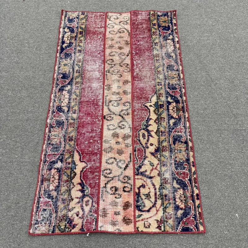 レッド&ブルーストライプラグ、2.4x4.2フィート幾何学模様デザイン