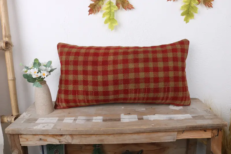 Pillow for Couch, Gift Pillow, 12x24 Red Cushion Case, Pillow, Toss Cushion Case, Living Room Throw Cushion Case, Kilim Pillow Cover - 1