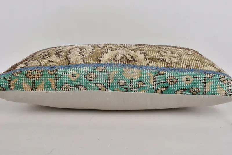 Accent Throw Cushion Case, 12x24 Green Pillow Cover, Boho Pillow, Comfy Throw Pillow Sham, Vintage Kilim Pillow, Kilim Pillow, Cushion Case - 5