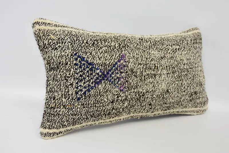 Handmade Kilim Cushion, Pillow Case, Ethnical Kilim Rug Pillow, Bolster Cushion, Authentic Cushion Cover, 8x16 Brown Cushion Cover, Pillow for Couch - 3