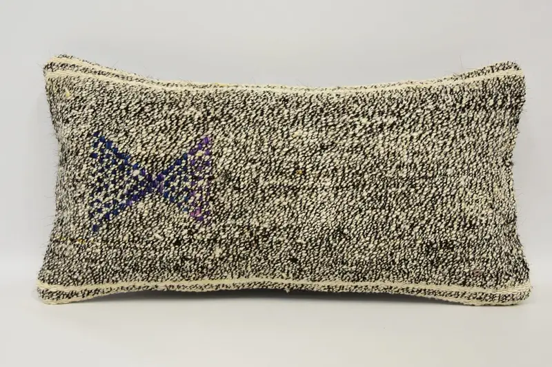 Handmade Kilim Cushion, Pillow Case, Ethnical Kilim Rug Pillow, Bolster Cushion, Authentic Cushion Cover, 8x16 Brown Cushion Cover, Pillow for Couch - 1