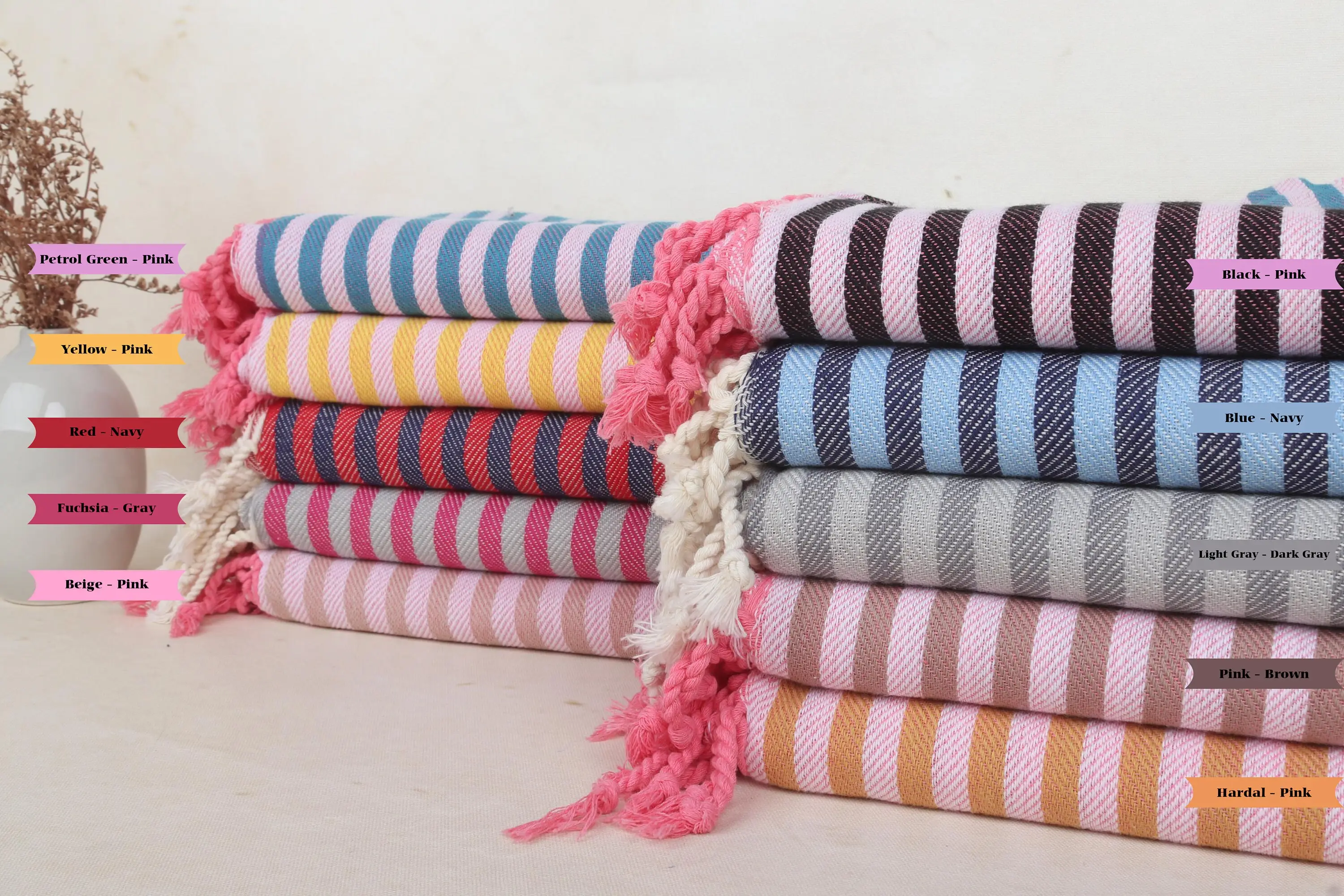 Striped Organic Cotton Bath Towel Beige, 40x70 Inches - 1