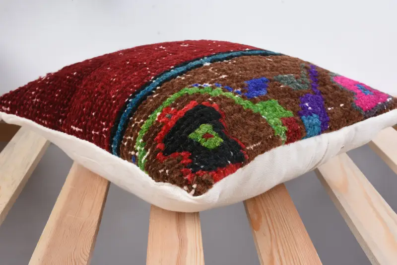 Kilim Rug Pillow, Ethnic Throw Cushion Cover, Gift Pillow, 12x12 Red Cushion, Antique Pillows, Turkish Kilim Pillow, Pillow Case - 6