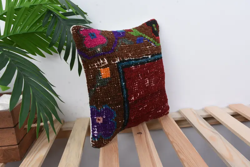 Kilim Rug Pillow, Ethnic Throw Cushion Cover, Gift Pillow, 12x12 Red Cushion, Antique Pillows, Turkish Kilim Pillow, Pillow Case - 4