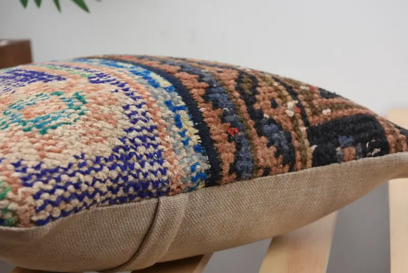 Gift Pillow, Cushion Cover, Vintage Kilim Throw Pillow, Sofa Bolster Pillow Case, Art Deco Pillow, Vintage Kilim Pillow, 14x14 Blue Pillow Case - 5