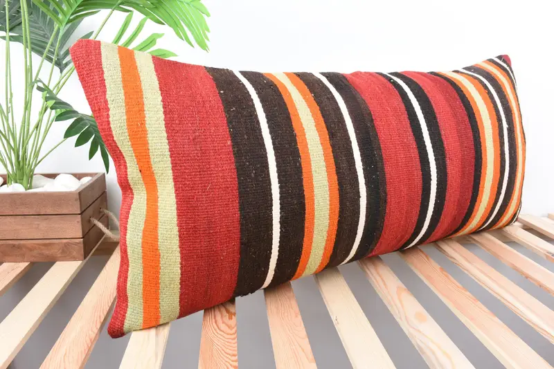 16x36 Red Cushion Case, Pillow Cover, Office Chair Cushion, Handmade Kilim Cushion, Gift Pillow, Pastel Pillow Cover, Pillow for Sofa - 5