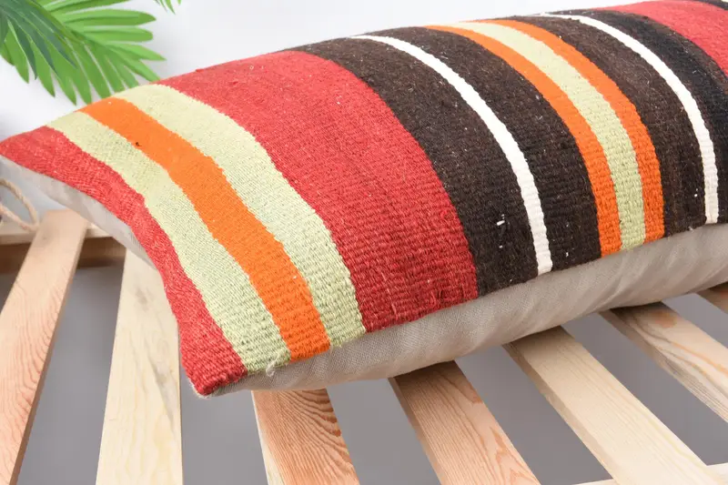 16x36 Red Cushion Case, Pillow Cover, Office Chair Cushion, Handmade Kilim Cushion, Gift Pillow, Pastel Pillow Cover, Pillow for Sofa - 6