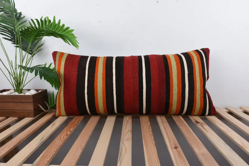 16x36 Red Cushion Case, Pillow Cover, Office Chair Cushion, Handmade Kilim Cushion, Gift Pillow, Pastel Pillow Cover, Pillow for Sofa - 1