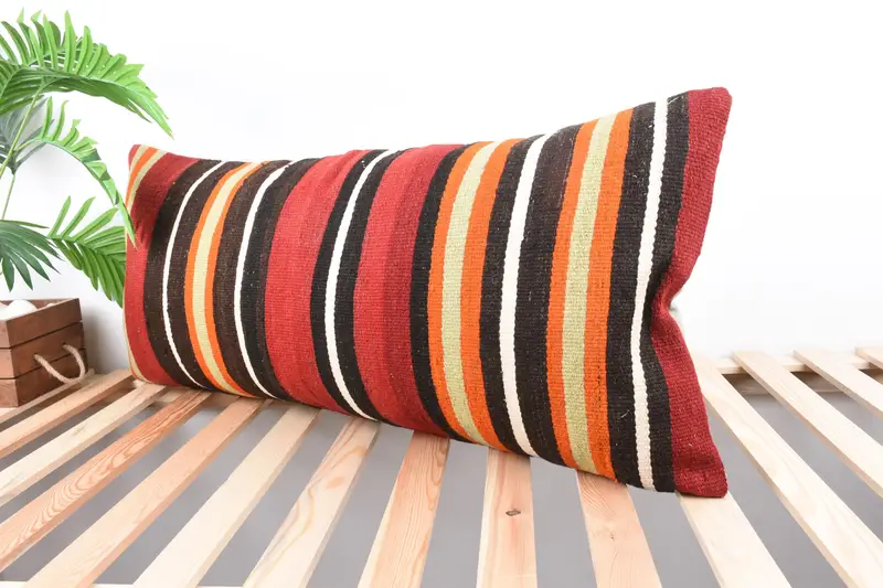 16x36 Red Cushion Case, Pillow Cover, Office Chair Cushion, Handmade Kilim Cushion, Gift Pillow, Pastel Pillow Cover, Pillow for Sofa - 4