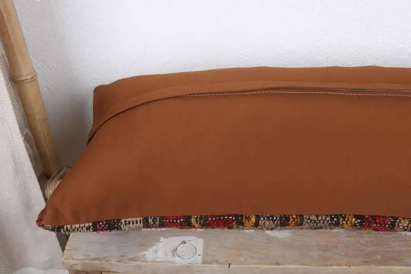 Handmade Kilim Cushion, Cushion Case, Vintage Kilim Throw Pillow, Handwoven Pillow, 12x36 Red Pillow Sham, Sofa Bolster Pillow Sham, Gift Pillow - 7