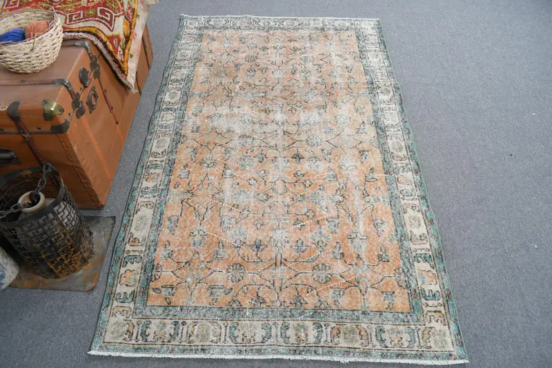 Alfombra naranja del suroeste, decoración vibrante de 3,7x6,3 ft