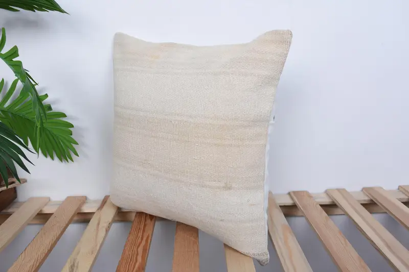 Antique Pillows, Living Room Throw Pillow Sham, Pillow Sham, Throw Kilim Pillow, 16x16 Beige Cushion Cover, Kilim Cushion Sham - 5