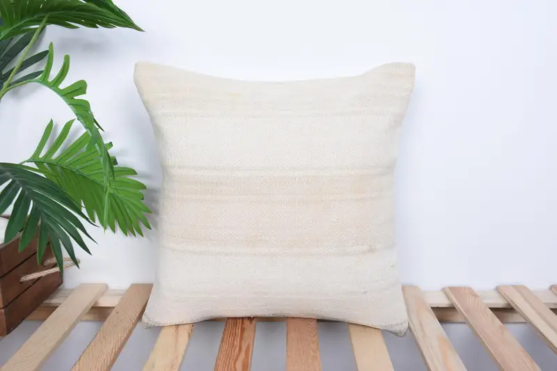 Antique Pillows, Living Room Throw Pillow Sham, Pillow Sham, Throw Kilim Pillow, 16x16 Beige Cushion Cover, Kilim Cushion Sham - 1
