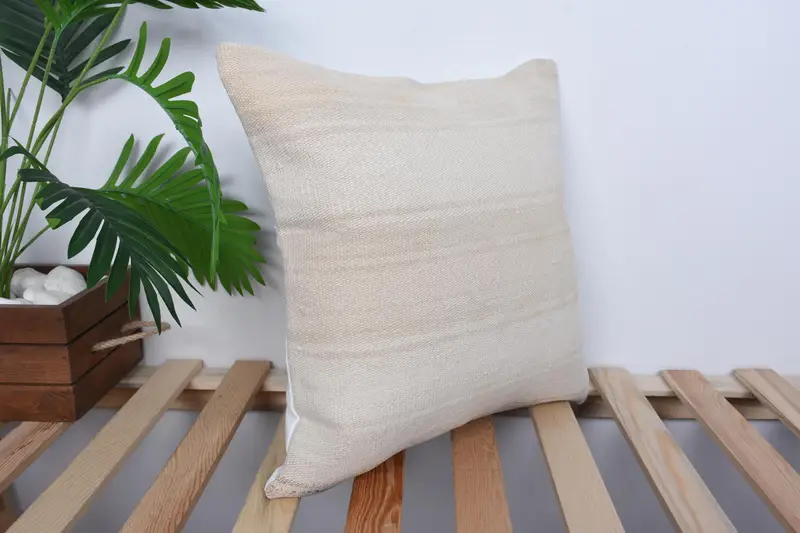 Antique Pillows, Living Room Throw Pillow Sham, Pillow Sham, Throw Kilim Pillow, 16x16 Beige Cushion Cover, Kilim Cushion Sham - 4