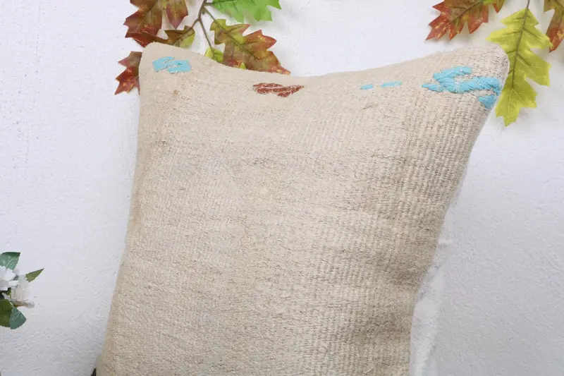 Authentic Cushion Cover, Turkish Pillow, Ethnical Kilim Rug Pillow, Cushion Cover, Pillow for Couch, 18x18 Beige Pillow Sham - 5