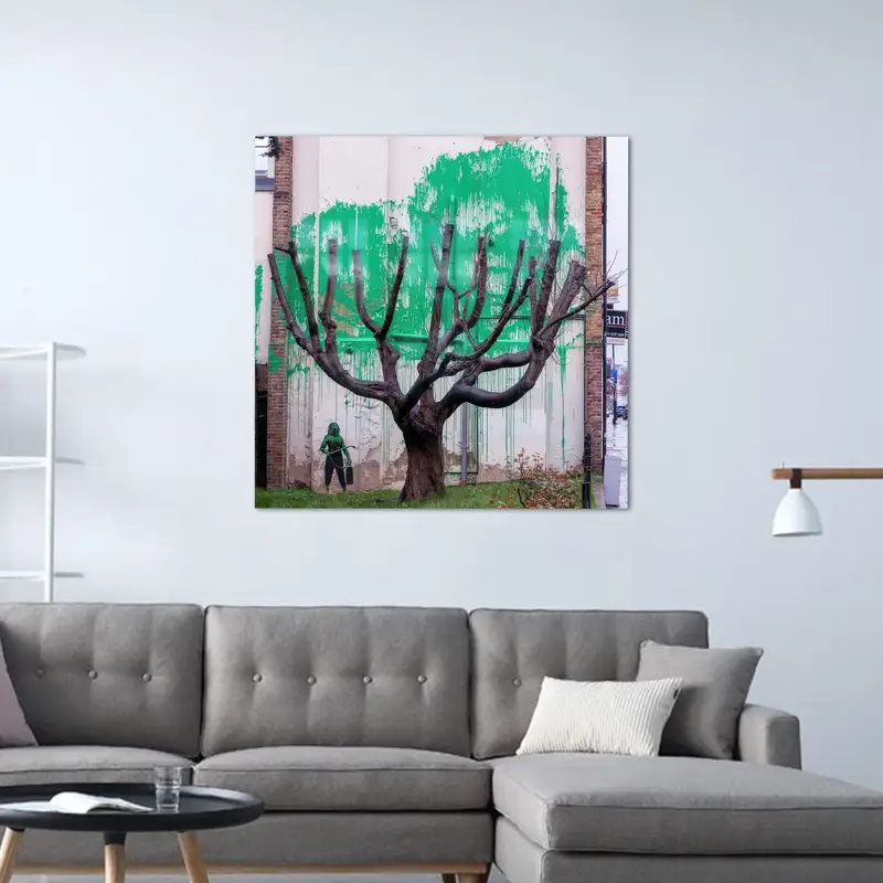 Baskılı Cam: Canlı Finsbury Tonlarında Banksy Ağacı Grafiti