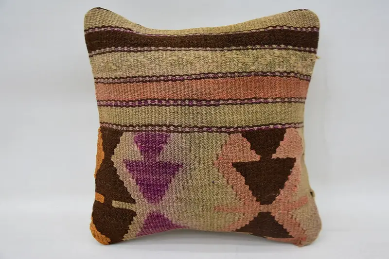 12x12 Beige Pillow Case, Vintage Kilim Throw Pillow, Pillow, Armchair Pillow, Toss Cushion, Vintage Pillow, Pillow for Couch - 4
