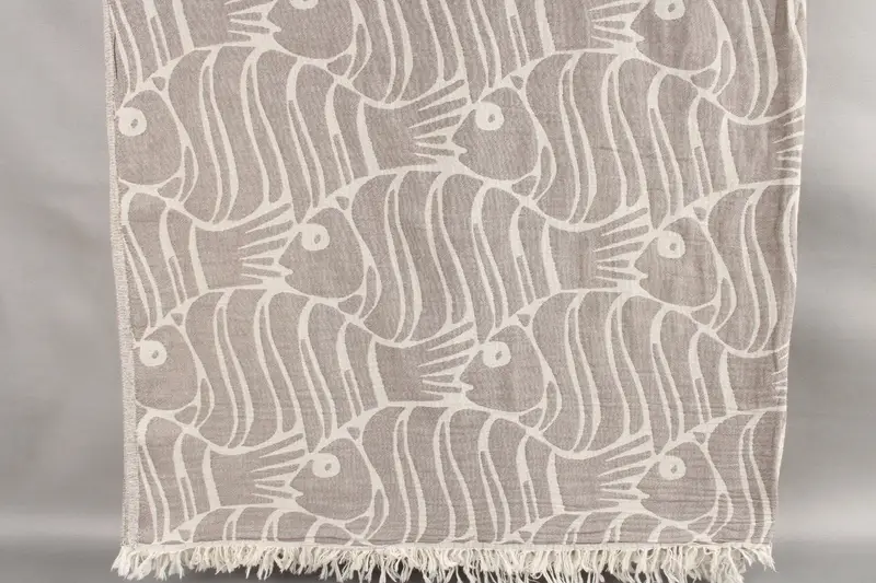Beach Blanket Animal Print Turkish Cotton Brown Beige, 60x71 Inches