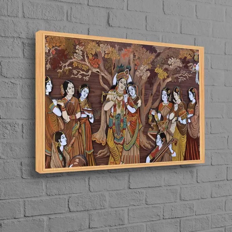 神聖なラダ・クリシュナ キャンバス: 神聖なヒンドゥー教アート プリント