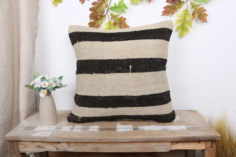 Pillow for Sofa, Kilim Pillow, Cushion Cover, Kilim Cushion Sham, Decorative Bolster Cushion, Knitted Cushion Case, 18x18 White Cushion Cover - 1