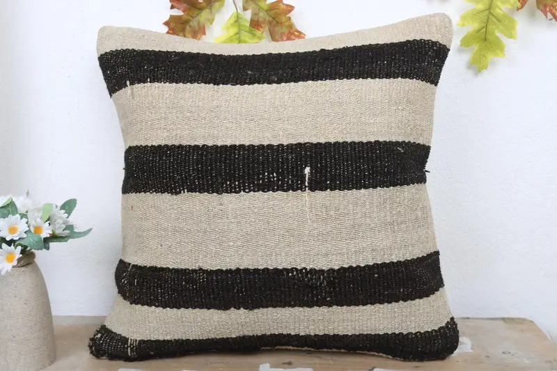 Pillow for Sofa, Kilim Pillow, Cushion Cover, Kilim Cushion Sham, Decorative Bolster Cushion, Knitted Cushion Case, 18x18 White Cushion Cover - 2