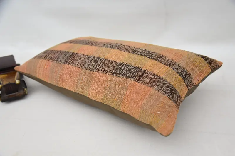 Patio Pillow Cover, Turkish Kilim Pillow, Boho Pillow, Boho Pillow Sham Cover, Pillow Sham, 12x20 Orange Pillow, Morroccon Kilim Cushion Pillow Case - 6
