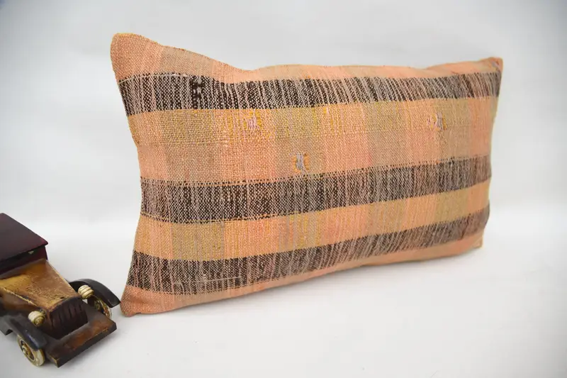 Patio Pillow Cover, Turkish Kilim Pillow, Boho Pillow, Boho Pillow Sham Cover, Pillow Sham, 12x20 Orange Pillow, Morroccon Kilim Cushion Pillow Case - 2