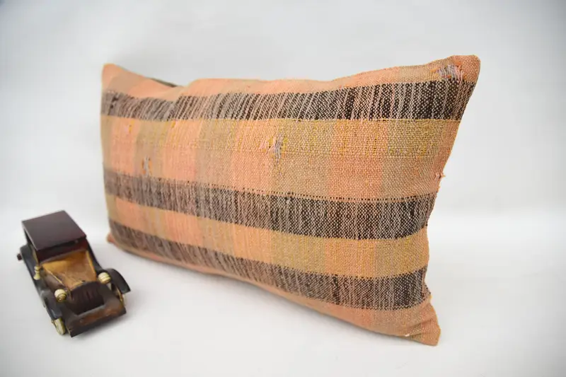 Patio Pillow Cover, Turkish Kilim Pillow, Boho Pillow, Boho Pillow Sham Cover, Pillow Sham, 12x20 Orange Pillow, Morroccon Kilim Cushion Pillow Case - 3