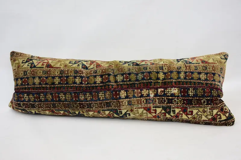 Car Cushion Case, Ikat Pillow Sham, 16x48 Beige Cushion Case, Handmade Kilim Cushion, Pillow, Pillow for Couch, Seat Pillow Case, Turkish Pillow - 5