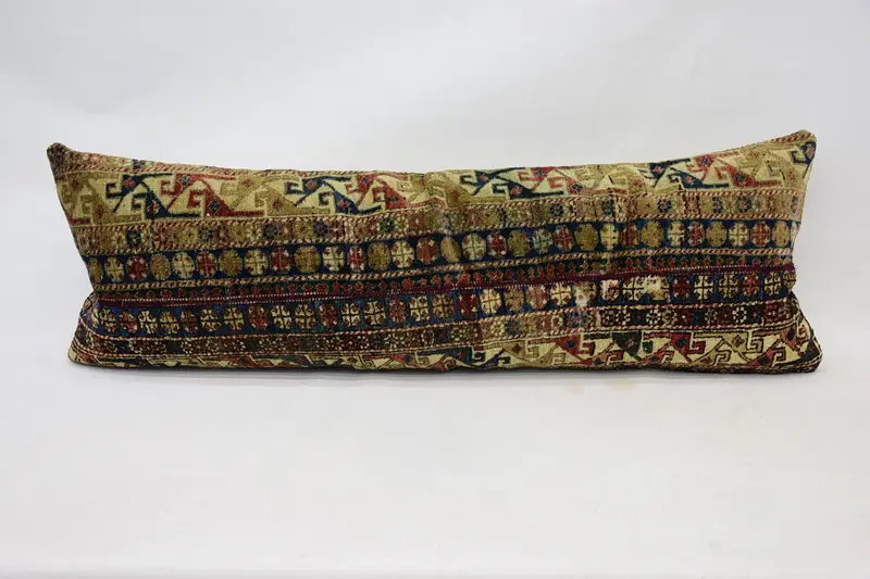 Car Cushion Case, Ikat Pillow Sham, 16x48 Beige Cushion Case, Handmade Kilim Cushion, Pillow, Pillow for Couch, Seat Pillow Case, Turkish Pillow - 1