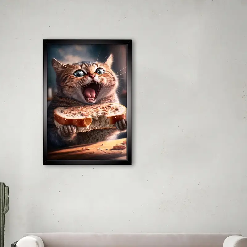 Modern Printed Glass: Cute Cat Design for Kitchen Elegance