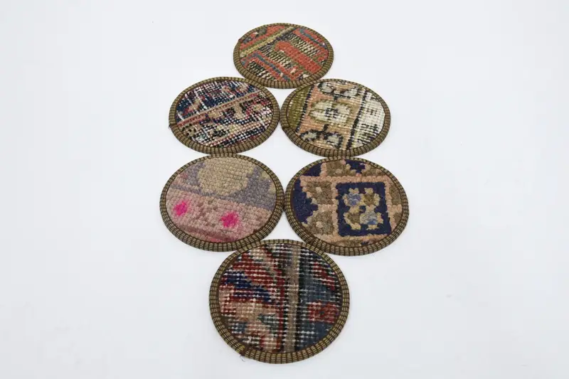 Blue and Brown Kilim Coasters, Stylish and Durable Drink Coasters