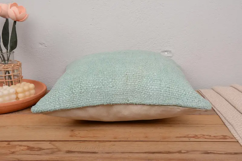 18x18 Green Cushion, Toss Cushion Case, Nomadic Pillow Case, Kilim Pillow Cover, Vintage Pillow, Throw Kilim Pillow, Pillow Cover - 5