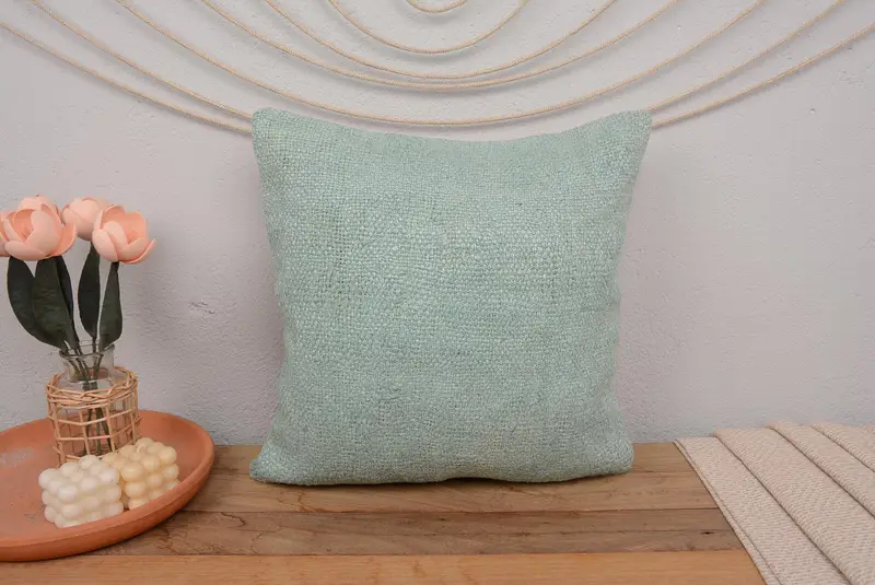 18x18 Green Cushion, Toss Cushion Case, Nomadic Pillow Case, Kilim Pillow Cover, Vintage Pillow, Throw Kilim Pillow, Pillow Cover - 2