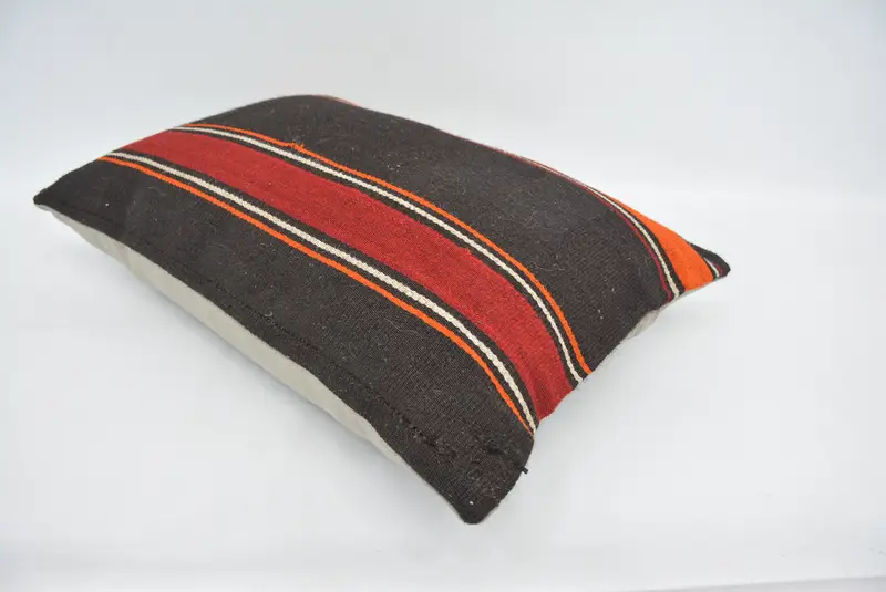 Handmade Kilim Cushion, Pillow for Couch, Cozy Throw Cushion, Pillow Cover, Anatolian Cushion Case, 16x24 Brown Pillow Sham, Vintage Kilim Pillow - 6