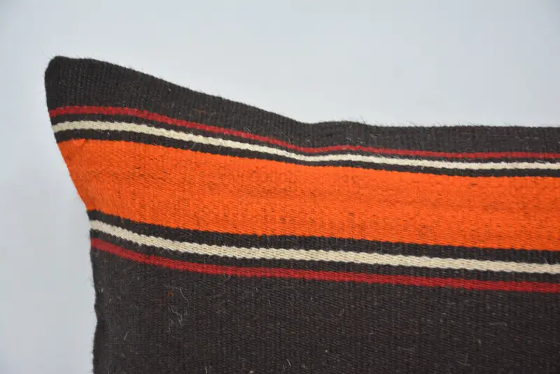 Handmade Kilim Cushion, Pillow for Couch, Cozy Throw Cushion, Pillow Cover, Anatolian Cushion Case, 16x24 Brown Pillow Sham, Vintage Kilim Pillow - 2