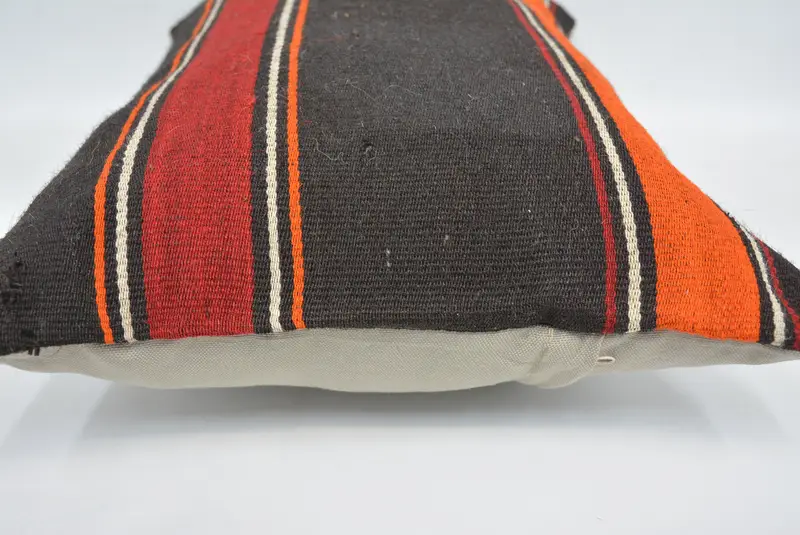Handmade Kilim Cushion, Pillow for Couch, Cozy Throw Cushion, Pillow Cover, Anatolian Cushion Case, 16x24 Brown Pillow Sham, Vintage Kilim Pillow - 5