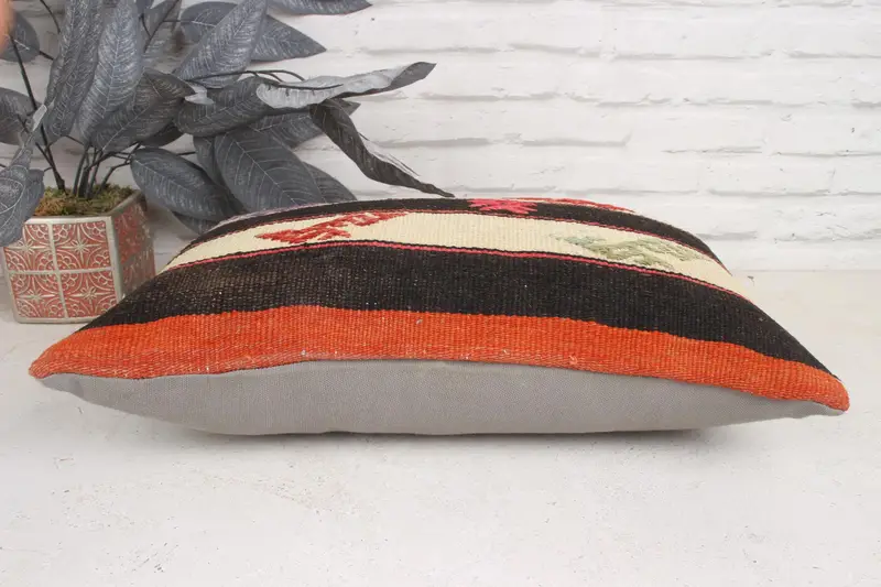 Brown & Beige Striped Pillow, 12x20 Inches Decorative Pillow - 5