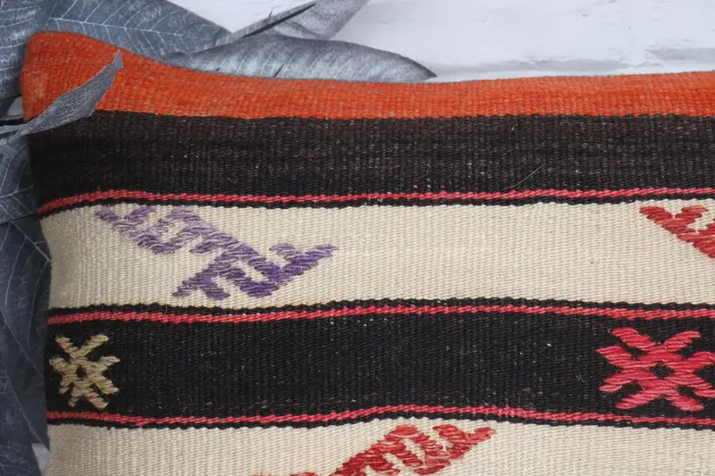 Brown & Beige Striped Pillow, 12x20 Inches Decorative Pillow - 2