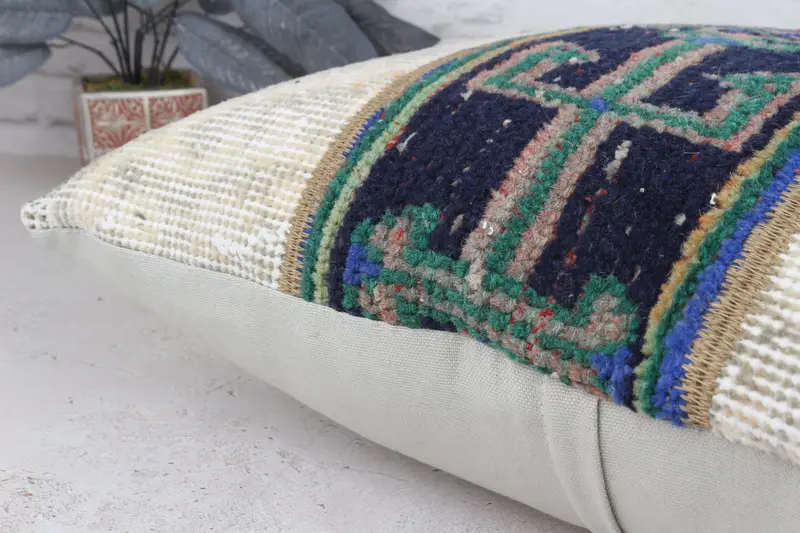 Kilim Cushion Sham, Kilim Pillow Cover, One Of A Kind Pillow Cover, Pillow Cover, 20x20 Green Pillow Cover, Interior Designer Pillow - 6