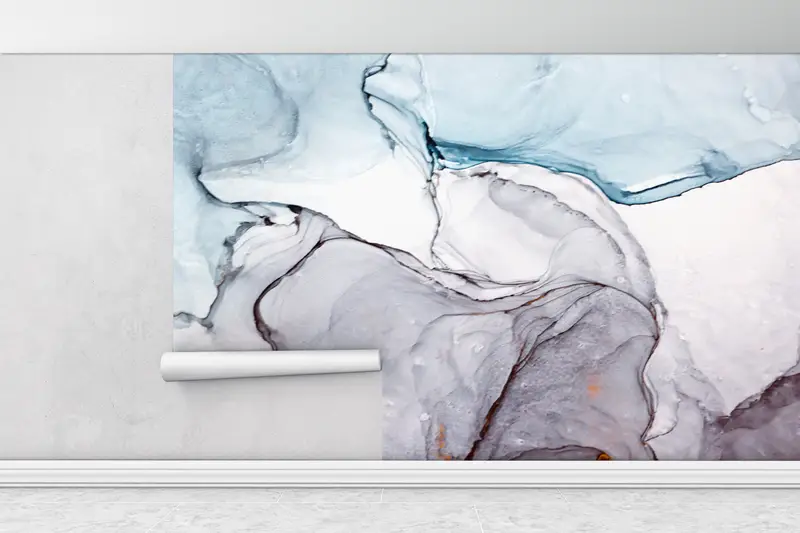 Wall Paper Peel and Stick, Blue Wall Decor, Modern Wall Poster, Custom Wall Paper, Bright Wall Paper, Alcohol Ink Wall Mural, - 6