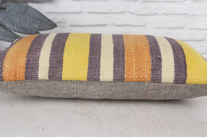 12x24 Yellow Pillow Sham, Ethnic Cushion, Cotton Cushion, Cushion Cover, Vintage Kilim Pillow, Boho Pillow, Vintage Pillow - 6